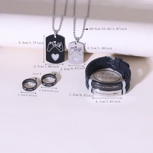 Couple Glowing Heart Crown Jewelry Set Silver Plated Brass - Picture 4 of 6